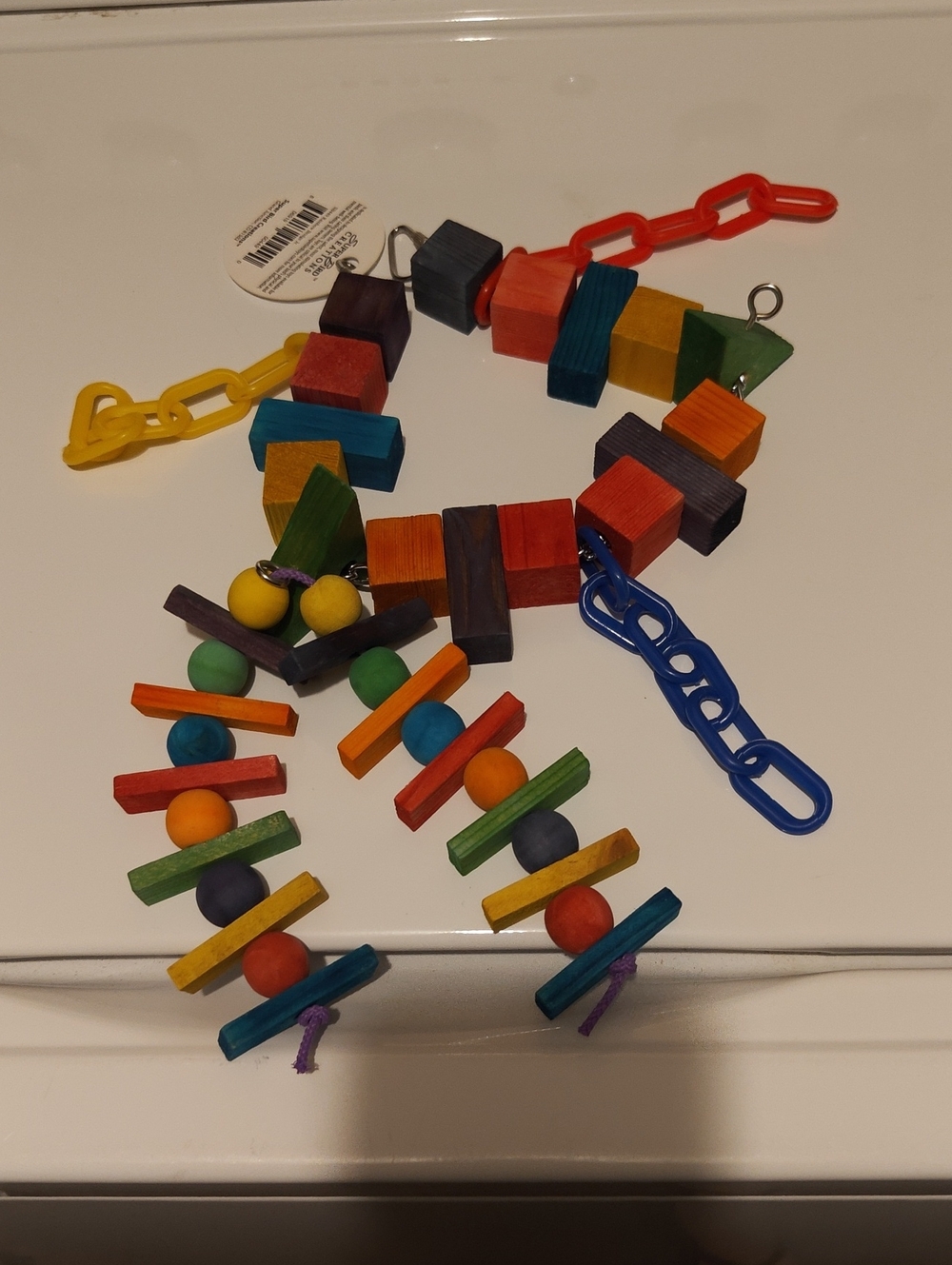 Colorful Wooden Bird Chew & Play Accessory - Multicolor